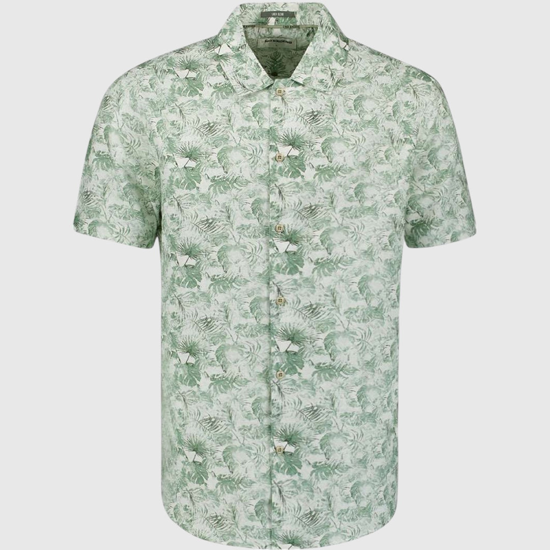 27440335-050 No Excess Shirt Short Sleeve Allover Printed With Linen Green