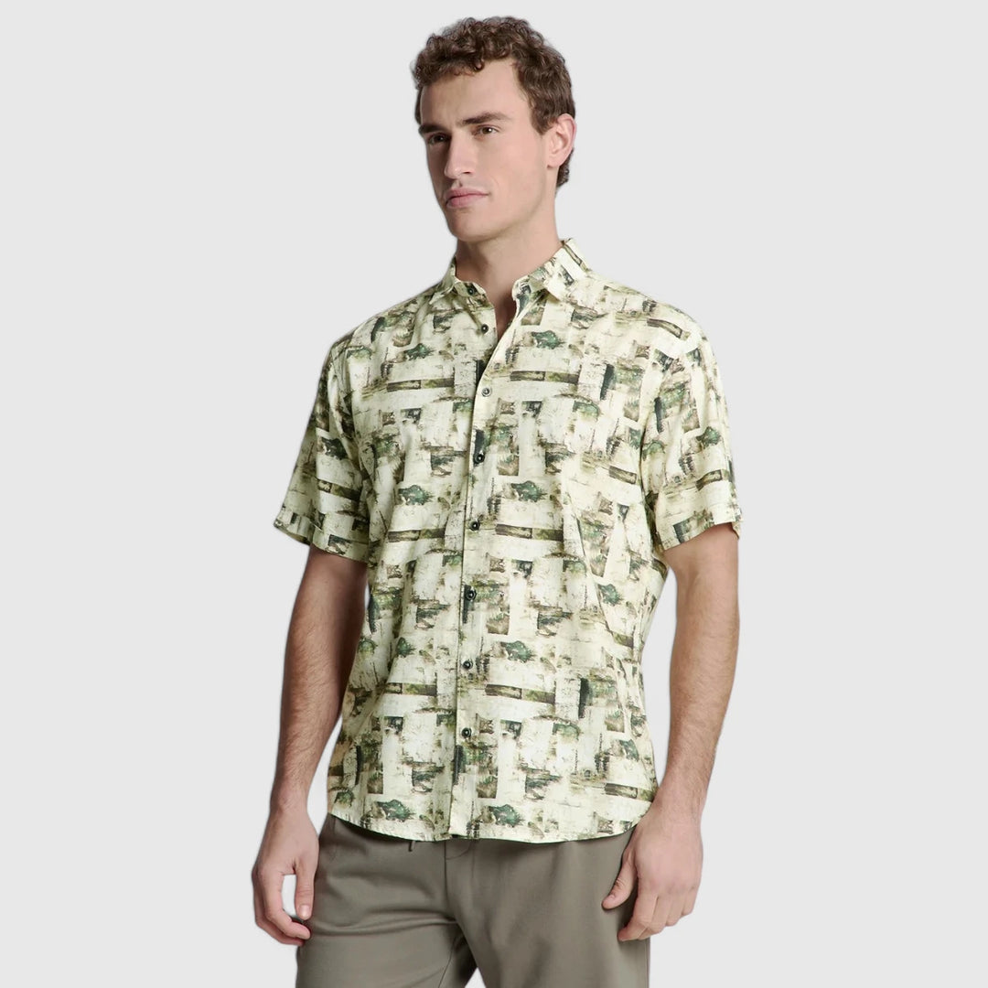 27490310-050 No Excess Shirt Short Sleeve Allover Printed Green