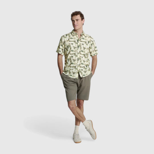 27490310-050 No Excess Shirt Short Sleeve Allover Printed Green