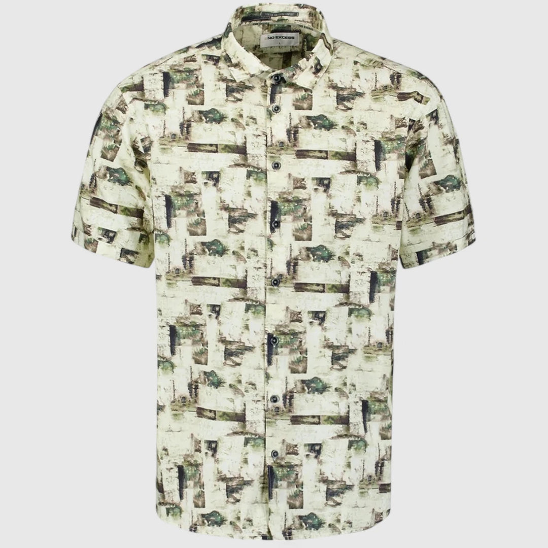 27490310-050 No Excess Shirt Short Sleeve Allover Printed Green