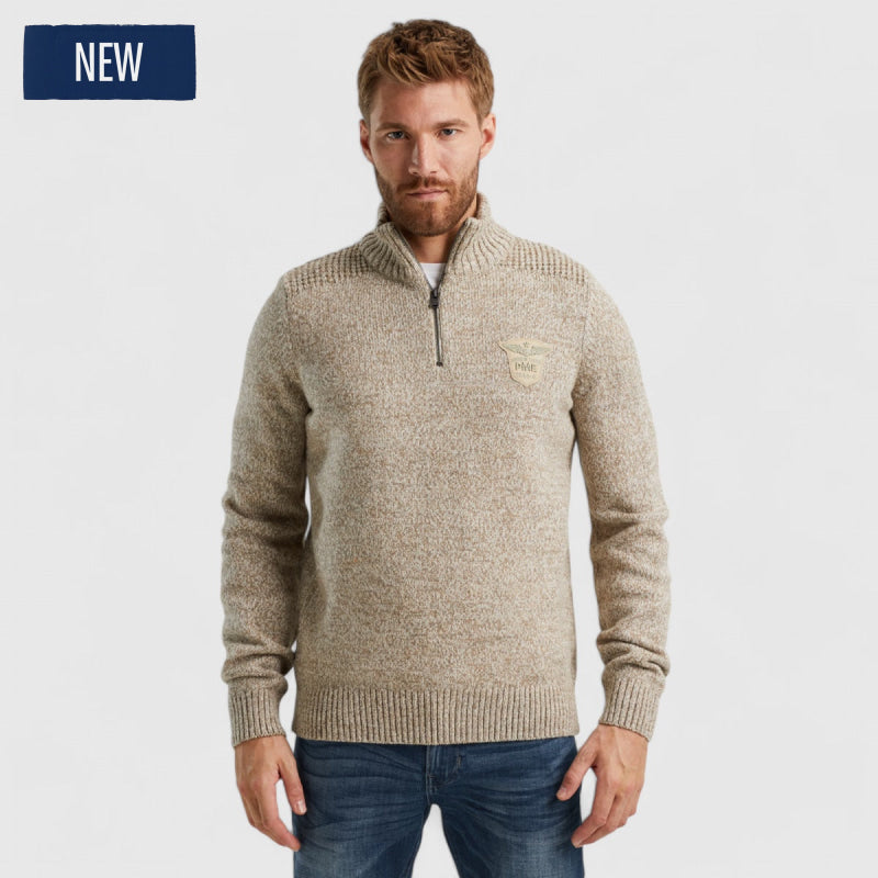 PKW2410314-910 PME Legend Half Zip Collar Heavy Knit Mix Yarn Wool