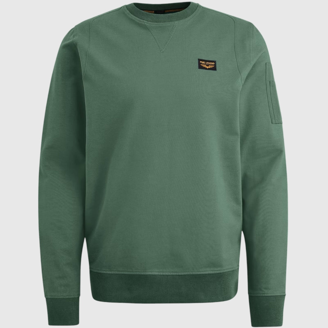 PLS2502499-6072 PME Legnd Round Neck Airstrip Sweat Green