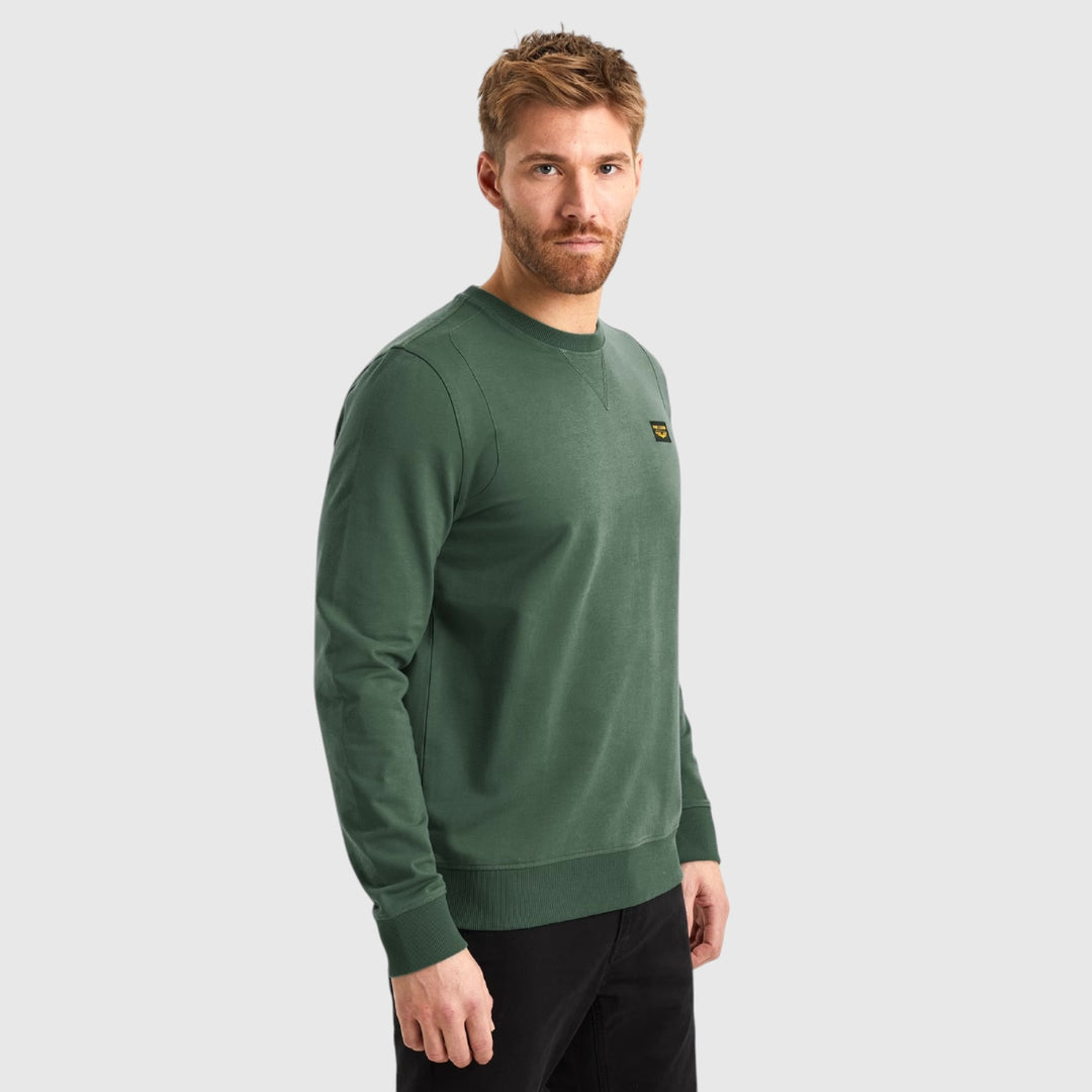 PLS2502499-6072 PME Legnd Round Neck Airstrip Sweat Green