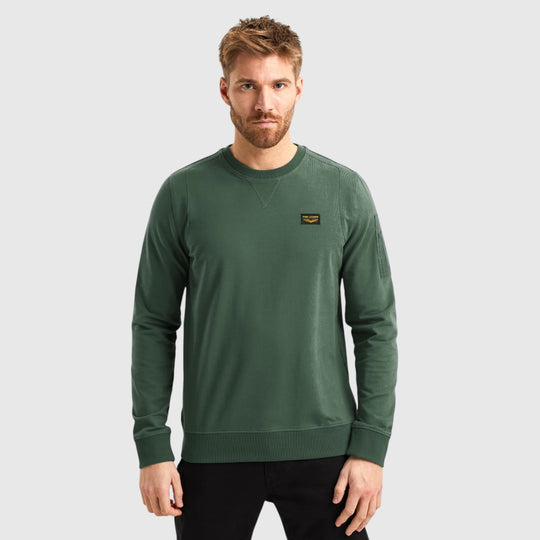 PLS2502499-6072 PME Legnd Round Neck Airstrip Sweat Green