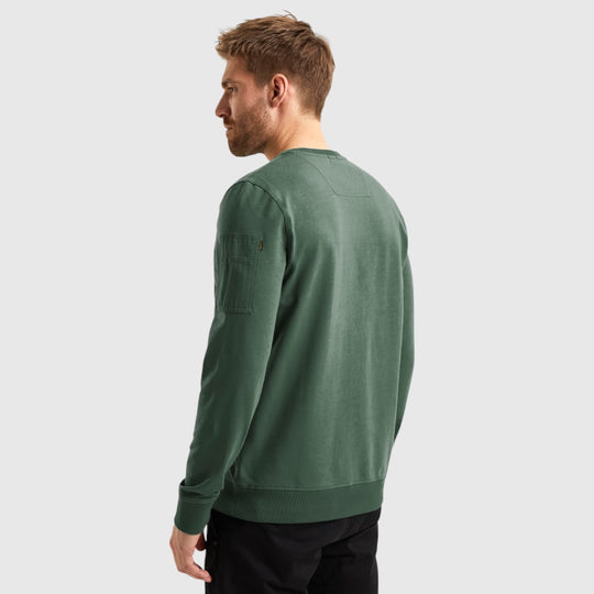 PLS2502499-6072 PME Legnd Round Neck Airstrip Sweat Green