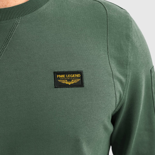 PLS2502499-6072 PME Legnd Round Neck Airstrip Sweat Green