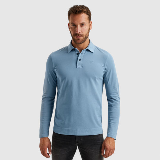 PPS2502803-5393 PME Legend Polo Shirt Pique Garment Dyed Blue