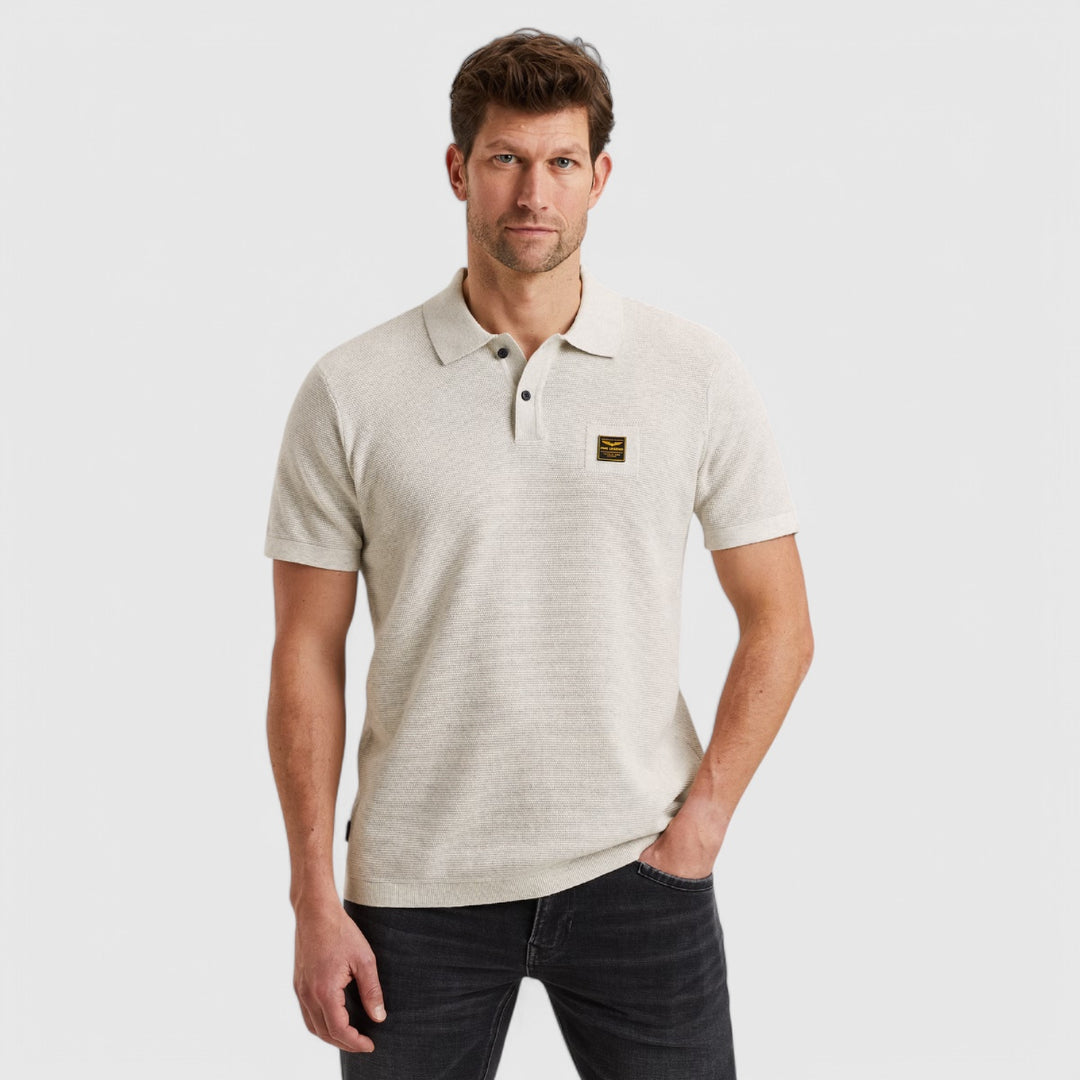 PPSS2502853-910 PME Legend Short Sleeve Polo Cotton Bone White Melee