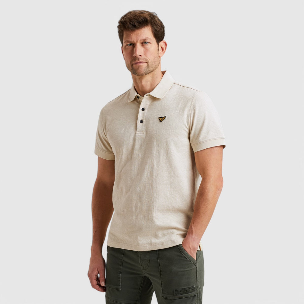 PPSS2503883-7013 PME Legend Polo Jacquard Jersey Bone White