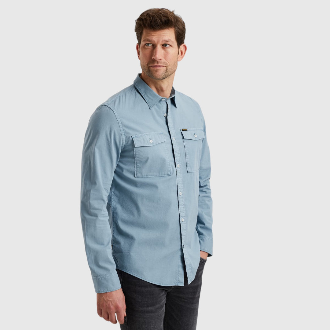 PSI2502204-5393 PME Legend Long Sleeve Shirt Light Poplin Stretch Ashleigh Blue