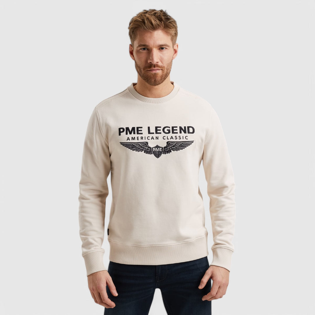 PSW0000440-7011 PME Legend Crewneck Logo Soft Terry Bone White