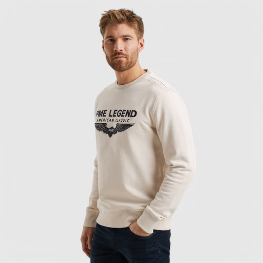 PSW0000440-7011 PME Legend Crewneck Logo Soft Terry Bone White