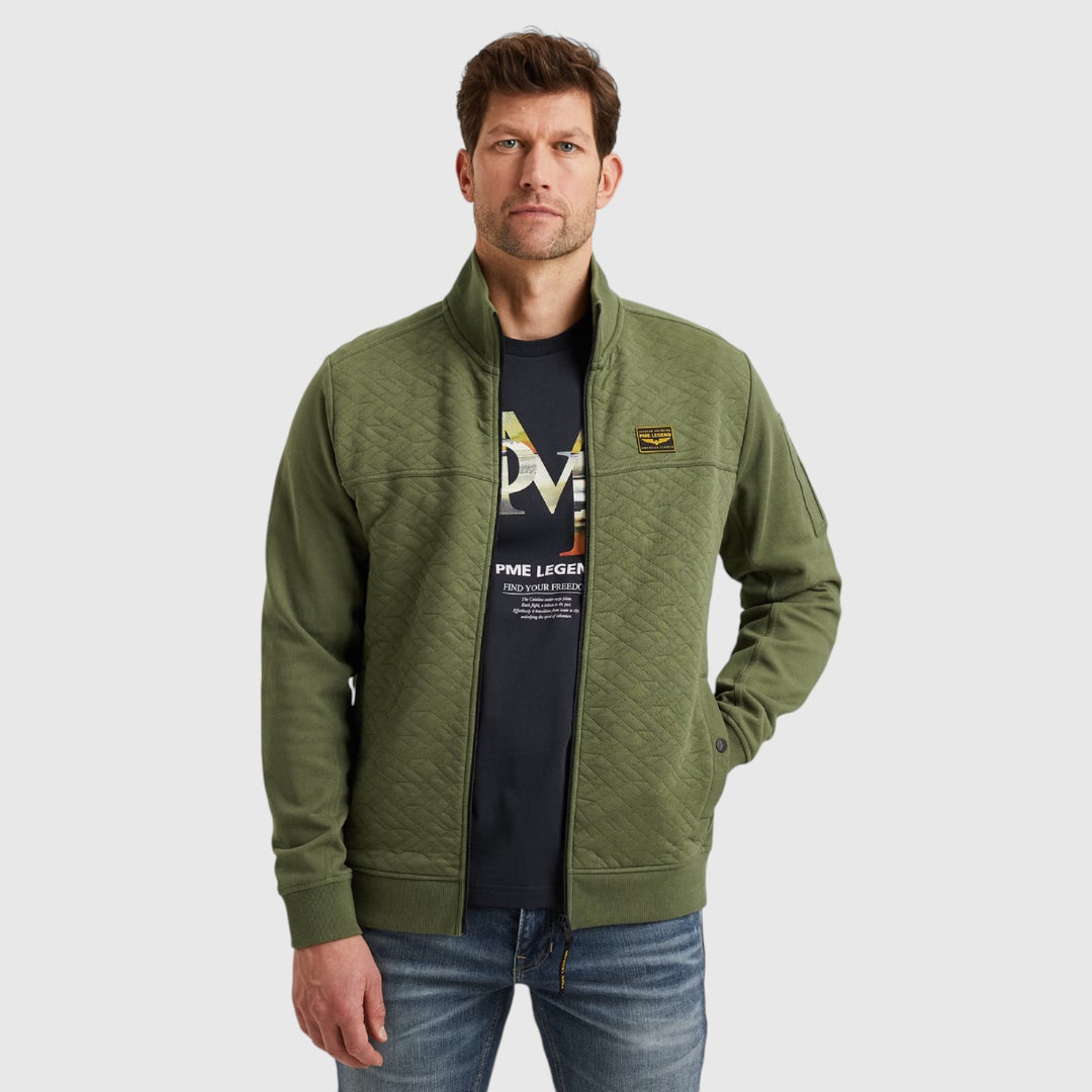 PSW2502475-6380 PME Legend Zip Jacket Jacquard Interlock Sweat Loden Green