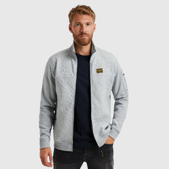 PSW2502475-921 PME Legend Zip Jacket Jacquard Interlock Sweat Light Gray Melee