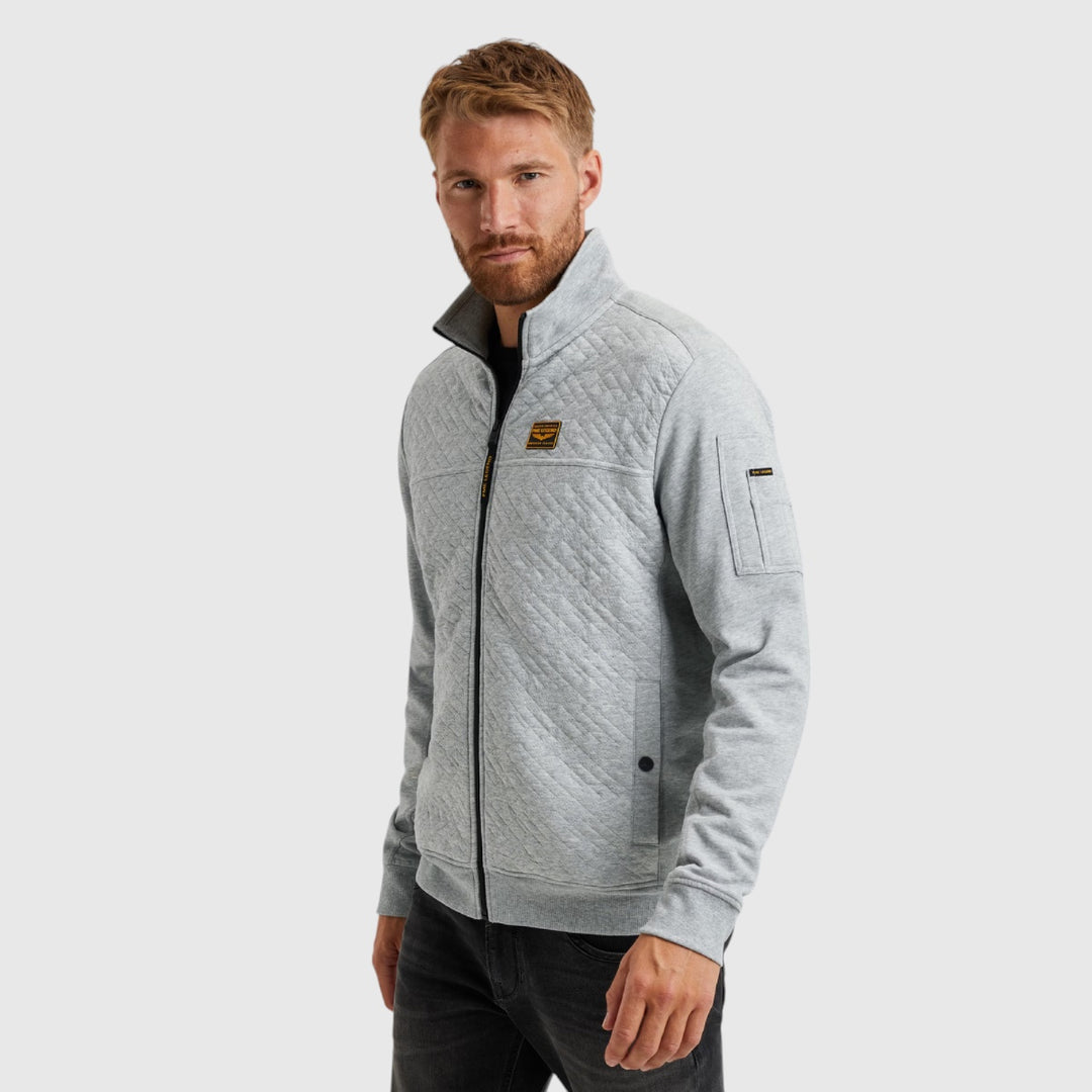 PSW2502475-921 PME Legend Zip Jacket Jacquard Interlock Sweat Light Gray Melee