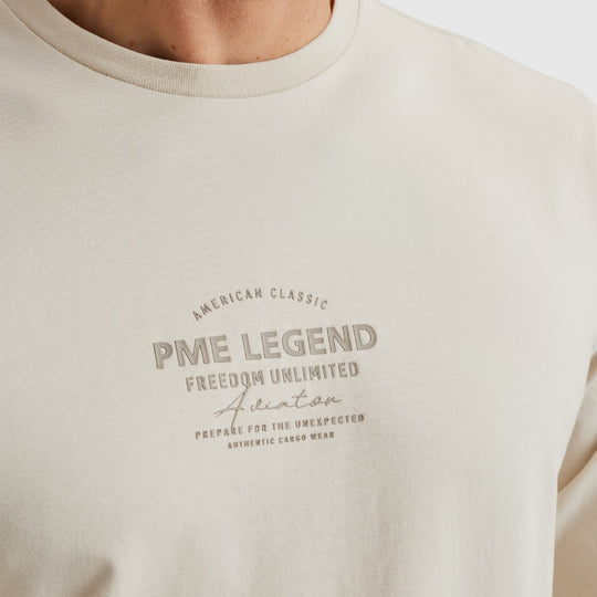 PTS2502581-7013 PME Legend Long Sleeve Round Neck Cotton Elastan Jersey Bone White