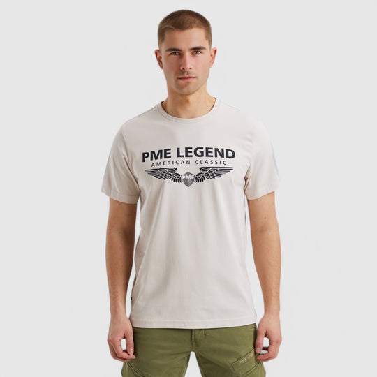 PTSS0000588-7011 PME Legend Cotton Elastan Logo T-Shirt Bone White