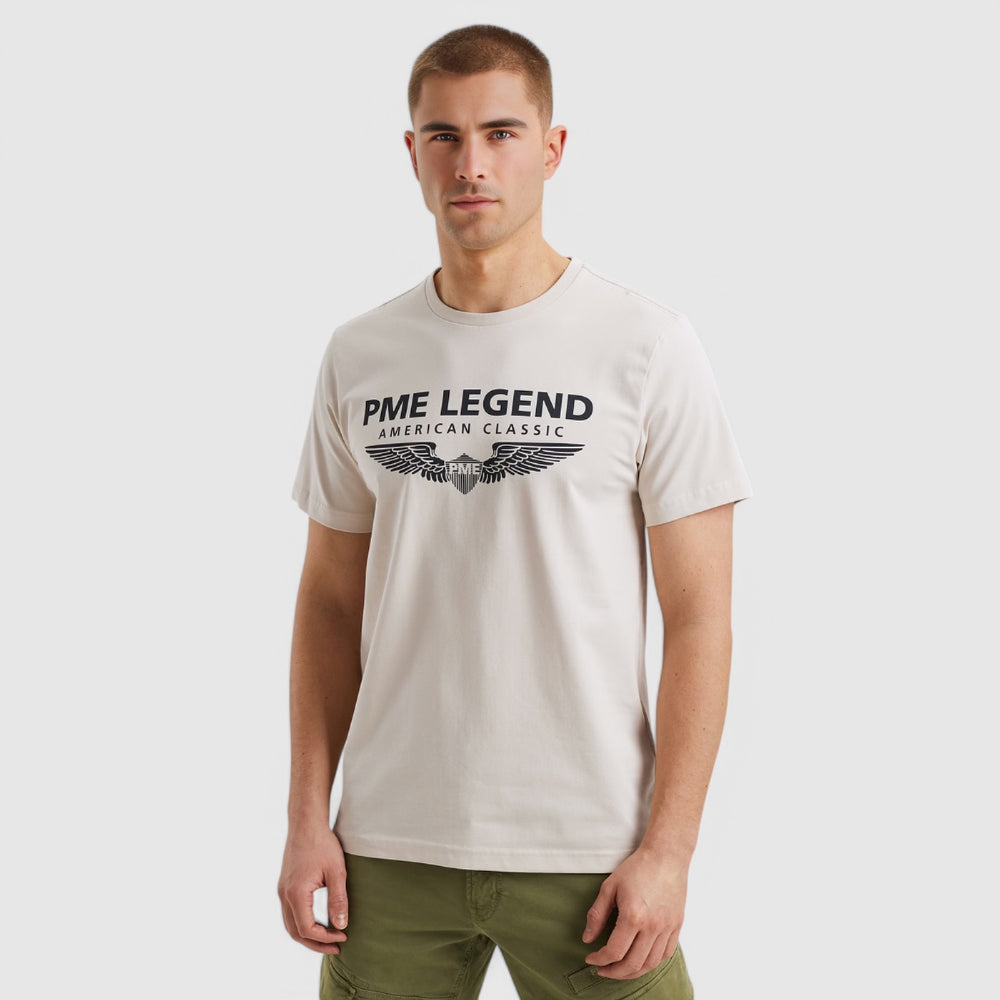 PTSS0000588-7011 PME Legend Cotton Elastan Logo T-Shirt Bone White