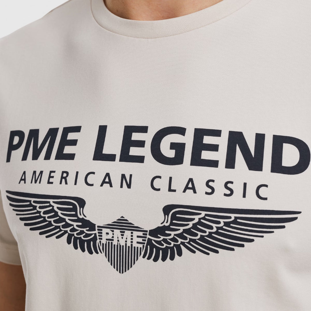 PTSS0000588-7011 PME Legend Cotton Elastan Logo T-Shirt Bone White