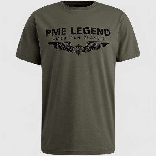 PTSS0000588-8039 PME Legend Cotton Elastan Logo T-Shirt Beluga/Green