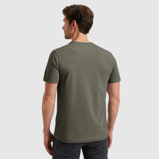 PTSS0000588-8039 PME Legend Cotton Elastan Logo T-Shirt Beluga/Green