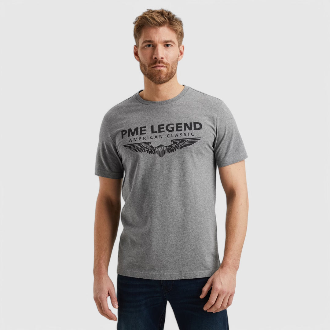 PTSS0000588-960 PME Legend Cotton Elastan Logo T-Shirt Grey