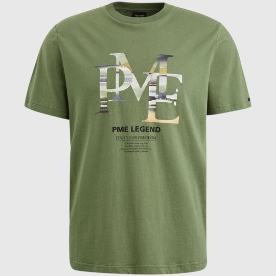 PTSS2502551-6380 PME Legend Short Sleeve Round Neck Single Jersey Digital Print Loden Green