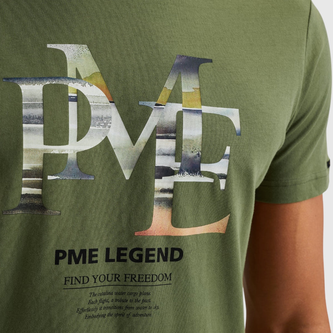 PTSS2502551-6380 PME Legend Short Sleeve Round Neck Single Jersey Digital Print Loden Green