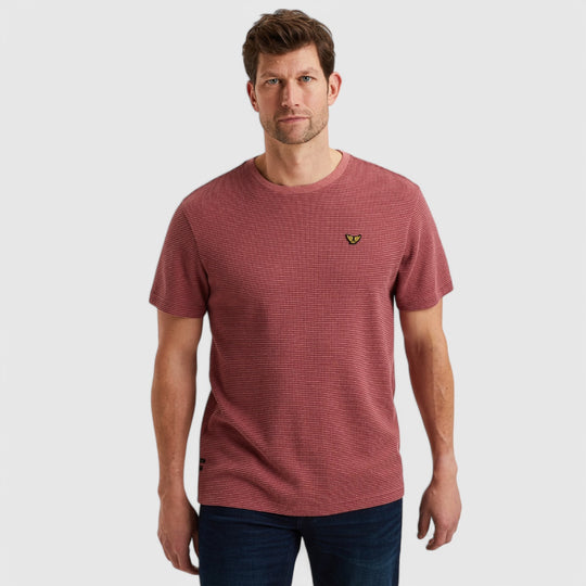 PTSS2503566-4021 PME Legend T-Shirt Textured Stripe Dry Rose