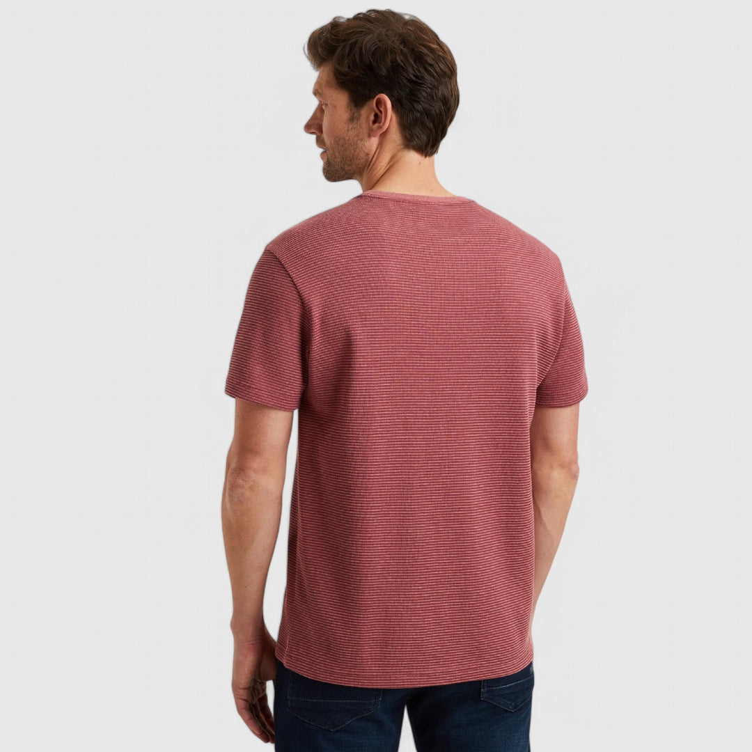 PTSS2503566-4021 PME Legend T-Shirt Textured Stripe Dry Rose