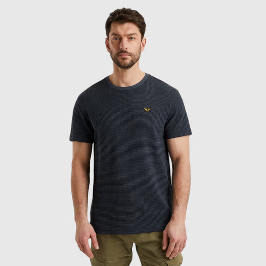 PTSS2503566-5281 PME Legend T-Shirt Textured Stripe Salute/Navy