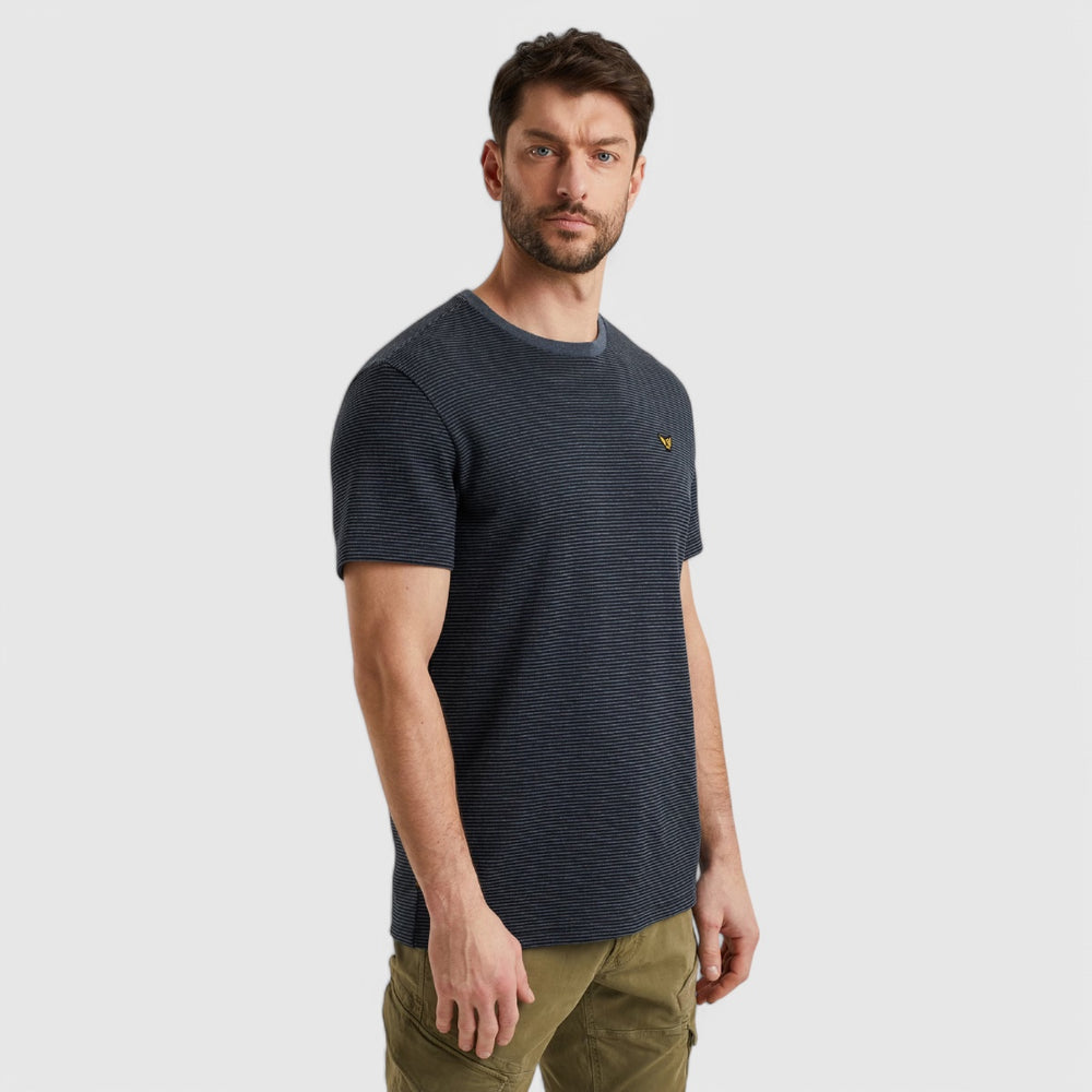 PTSS2503566-5281 PME Legend T-Shirt Textured Stripe Salute/Navy