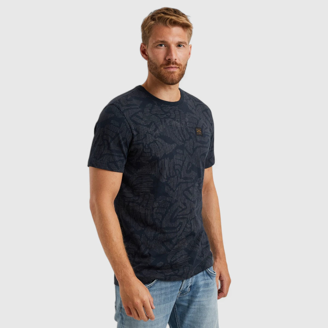 PTSS2503567-5281 PME Legend T-Shirt Slub Jersey Print Salute/Navy