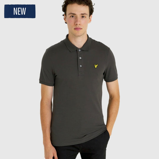 sp400vog w635 plain polo shirt short sleeve lyle & scott polo gunmetal front