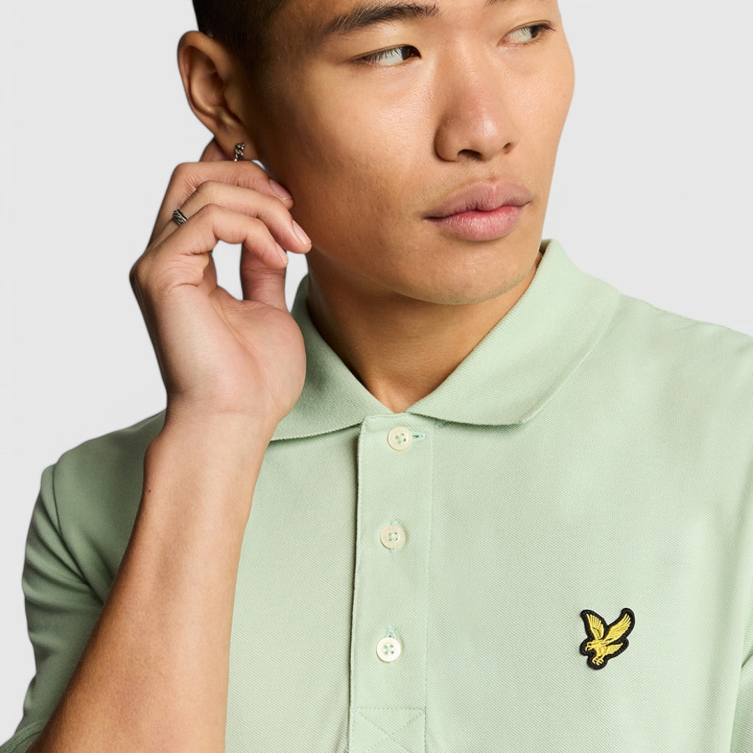 SP400VOG-X487 Lyle & Scott Plain Polo Shirt Short Sleeve Fresh Green