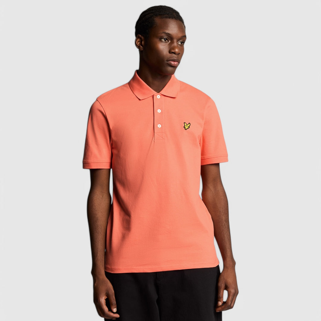 SP400VOG-X586 Lyle & Scott Plain Polo Shirt Short Sleeve Coral Stand