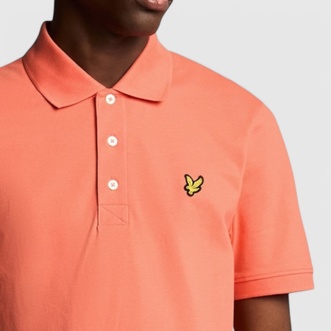 SP400VOG-X586 Lyle & Scott Plain Polo Shirt Short Sleeve Coral Stand