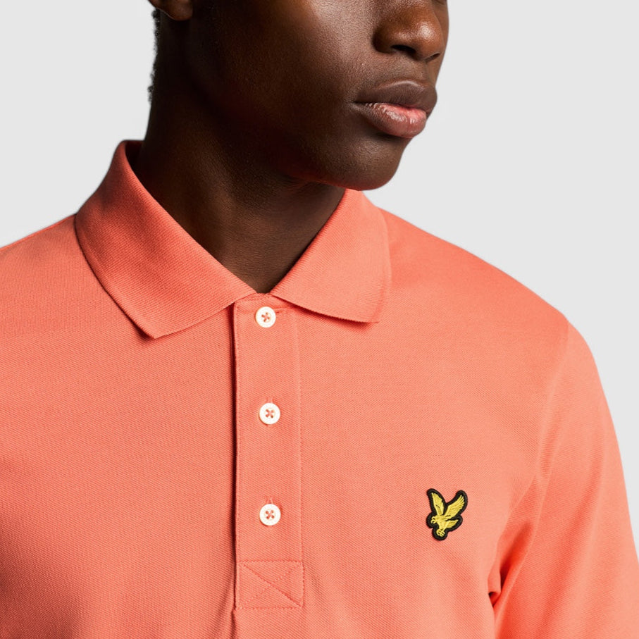 SP400VOG-X586 Lyle & Scott Plain Polo Shirt Short Sleeve Coral Stand