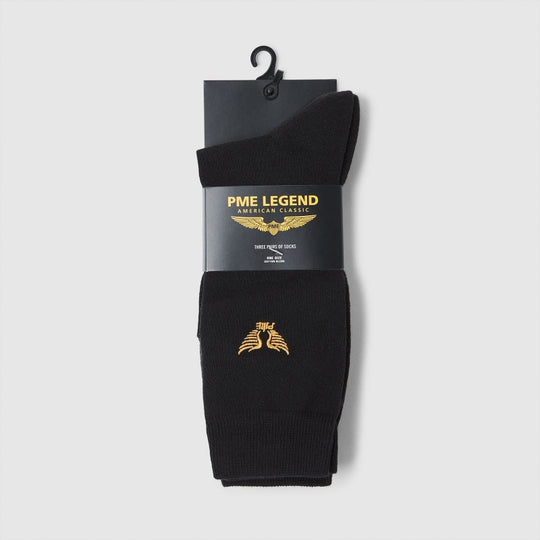 PME Legend Socks Cotton Blend 3-Pairs PAC00900 999 Black back