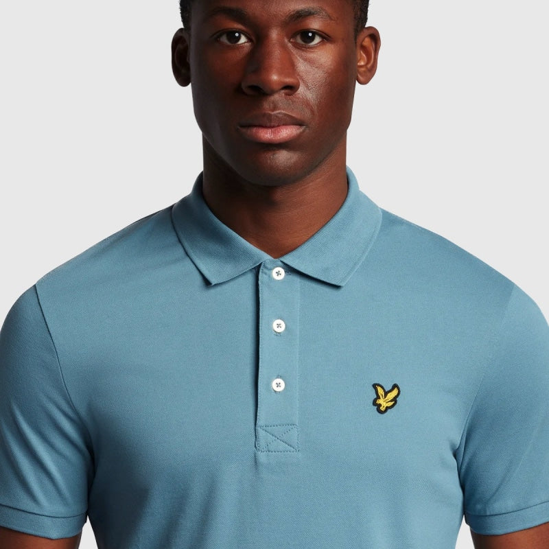 sp400vog w825 plain polo shirt short sleeve lyle & scott polo blue crop1